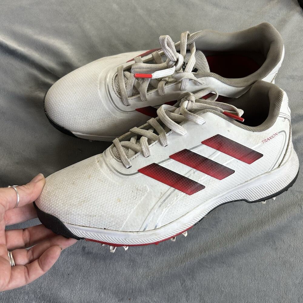 Adidas Traxion Lite Max Men’s Golf Shoes White/Red Stripes Size 7